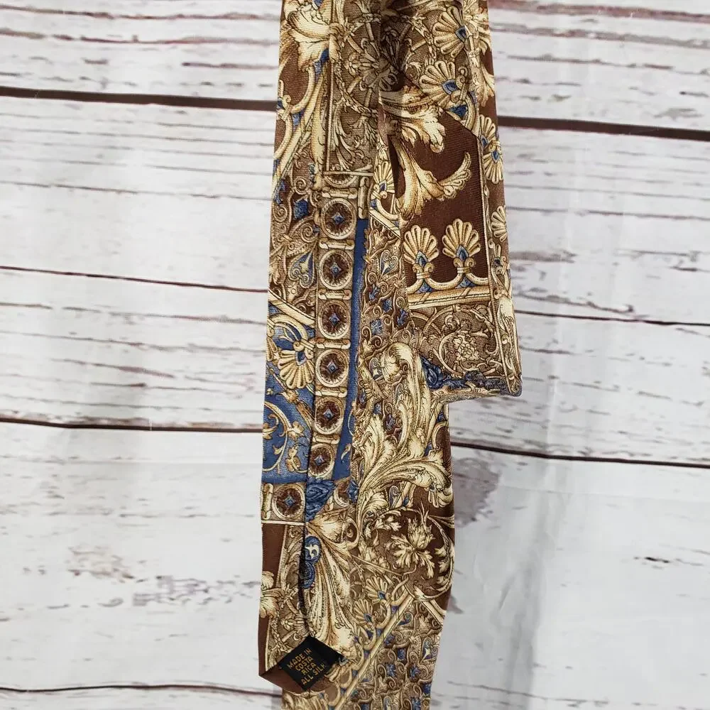 Bill Blass Men's All Silk Brown Blue Paisley Tie
